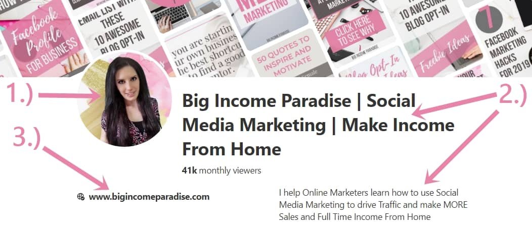 Big Income Paradise Pinterest Profile