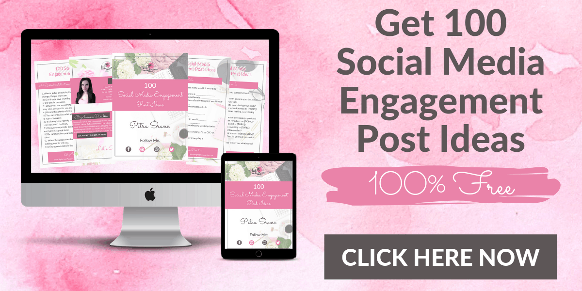 Get 100 Social Media Engagement Post Ideas - 100% *FREE*. You will never run out of social media content ideas again! These Social Media post ideas will SKYROCKET your engagement and connect you with your audience on a deeper level.