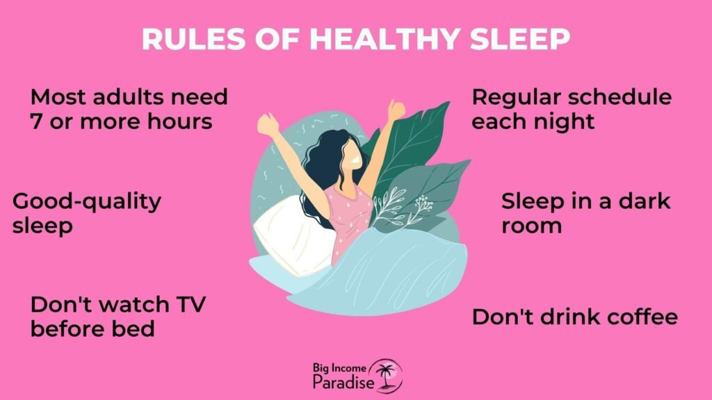 Rules of healthy sleep - example of a January Social Media content idea for Festival of Sleep Day