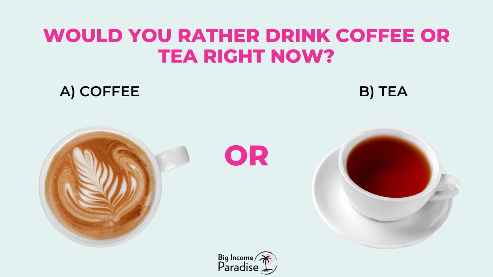 Would you rather drink coffee or tea right now Coffee or Tea