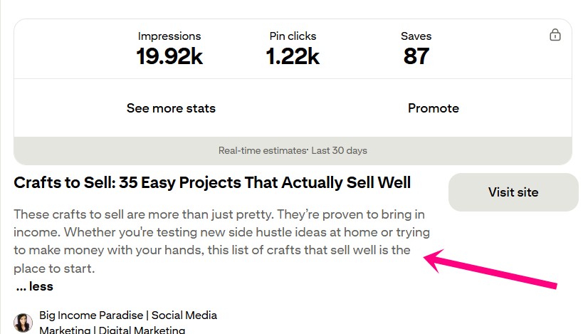 Pinterest Pin Description with Keywords