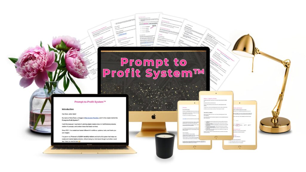 If you want a clear plan for this, my Prompt-to-Profit System is built to get it done in 7 days.
In the first 1-3 days, you finish one simple product that’s ready to sell.

Then you use the next few days to set up your traffic plan, write your weekly content, and put together your first email flow.

It keeps you on one track, so you stop bouncing between ideas and fixing the same thing for weeks.