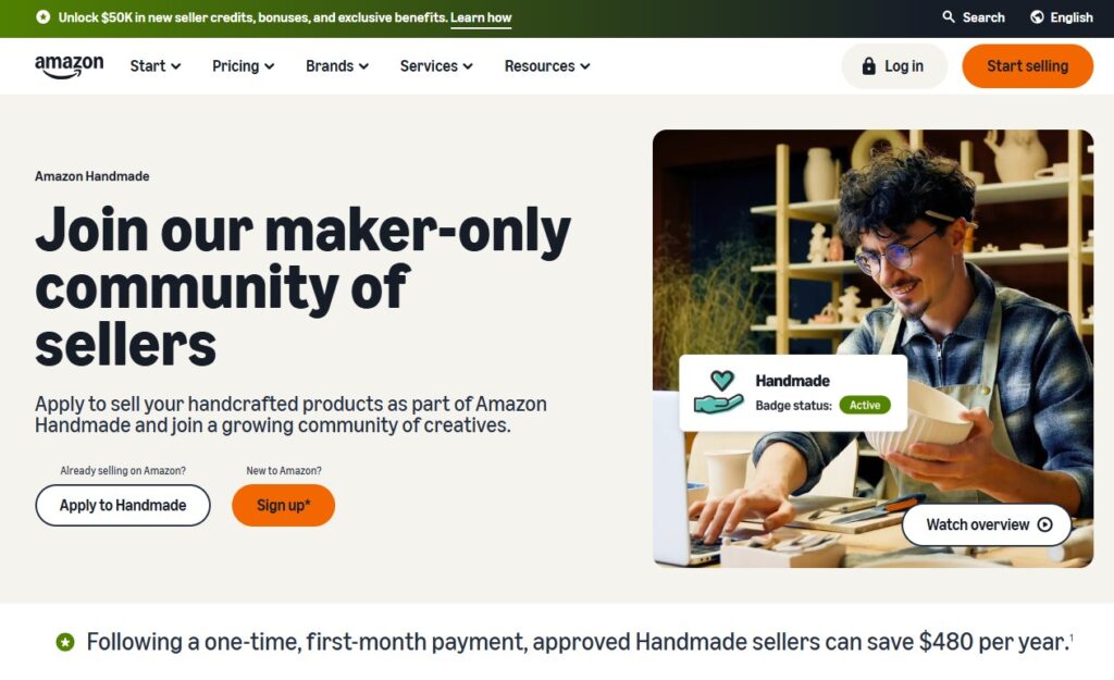 Screenshot from Amazon Handmade