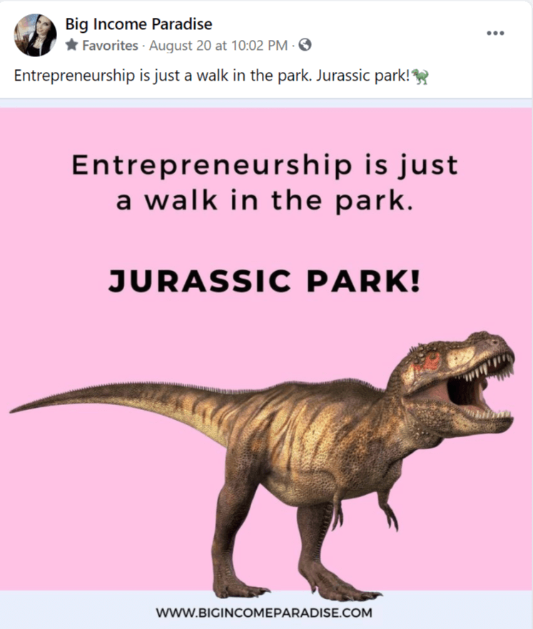 Entrepreneurship is like a walk to the park...Jurassic park!