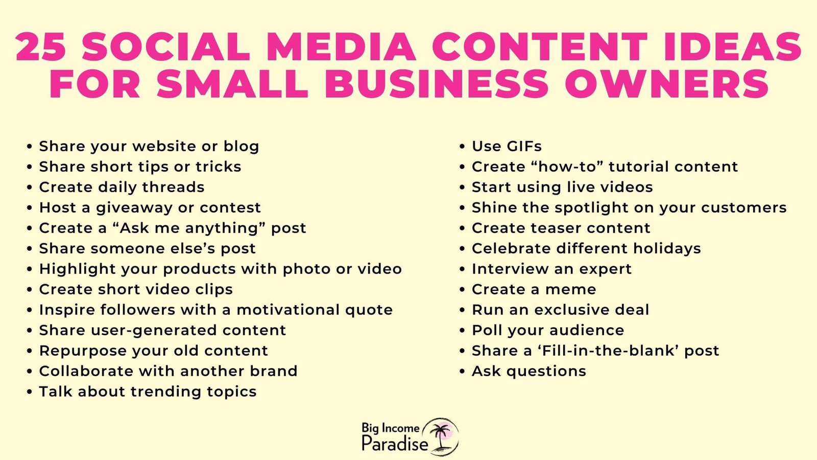 25 Killer Social Media Content Ideas For Small Business
