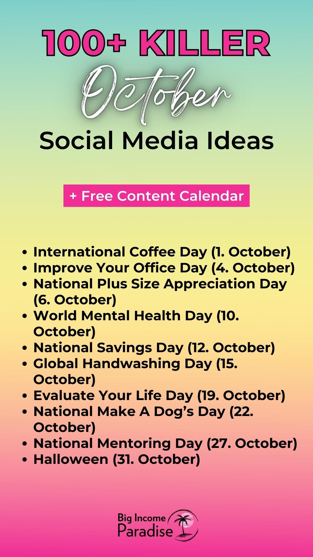 100+ Killer October Social Media Ideas + Free Content Calendar Big