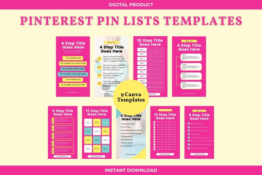 Pinterest Pin Lists Templates - by Big Income Paradise