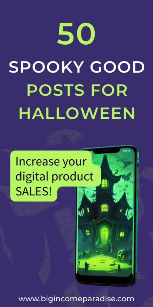 50 Killer Halloween Social Media Posts for Digital Product Creators. Halloween Content Ideas.