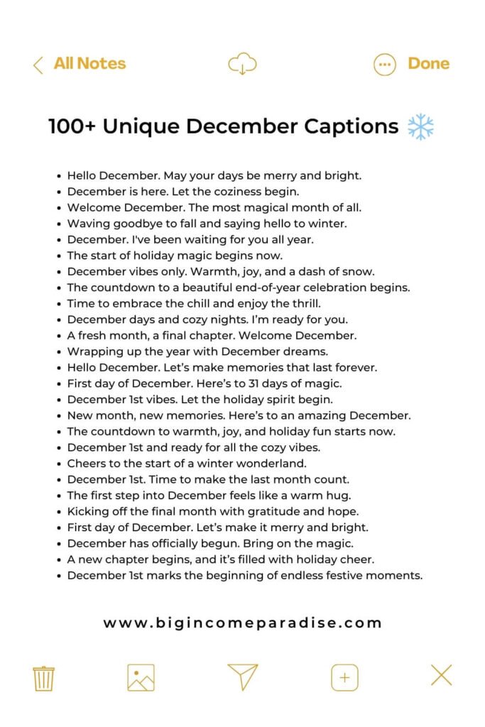 Unique December captions