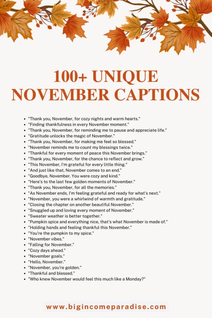 Unique November Captions