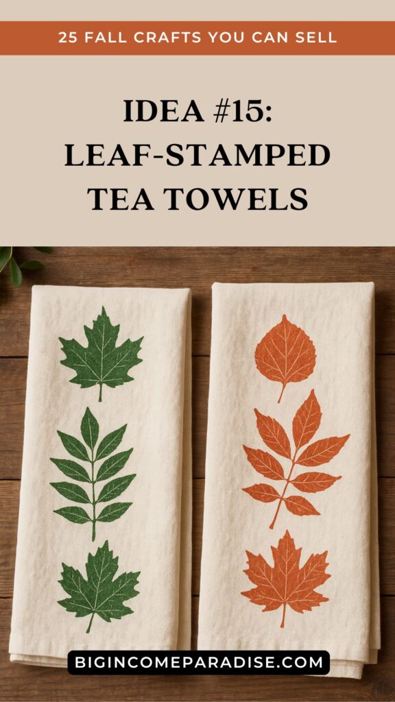Leaf-Stamped Tea Towels